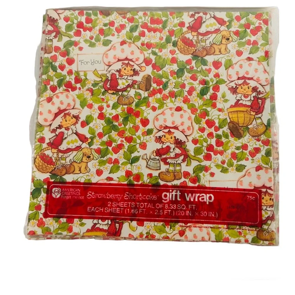 Vintage strawberry shortcake Rare Gift wrap never opened
